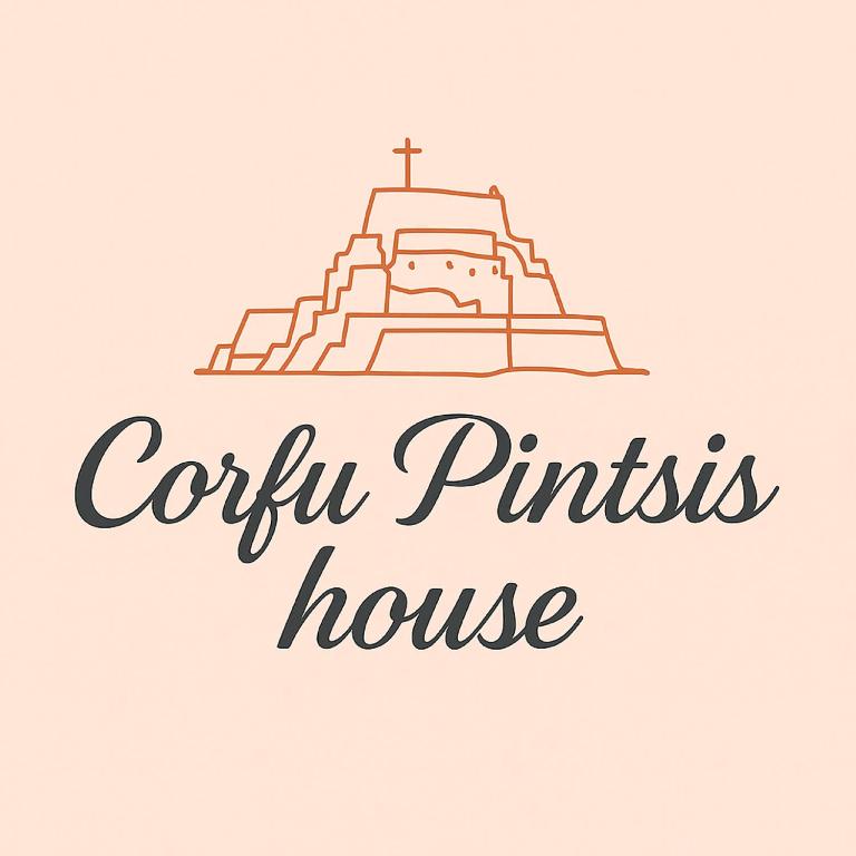 a logo for a celtic pink house with a cross on it at Corfu Pintsis House 2 in Kompítsion