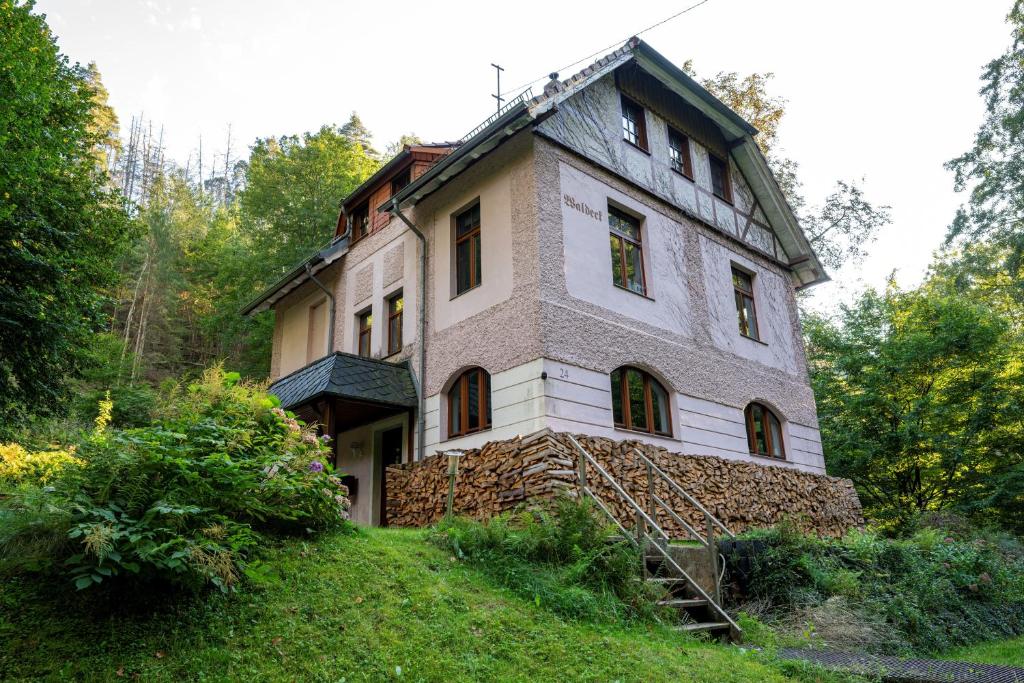 an old house on top of a hill at Villa Waldeck in Bad Schandau