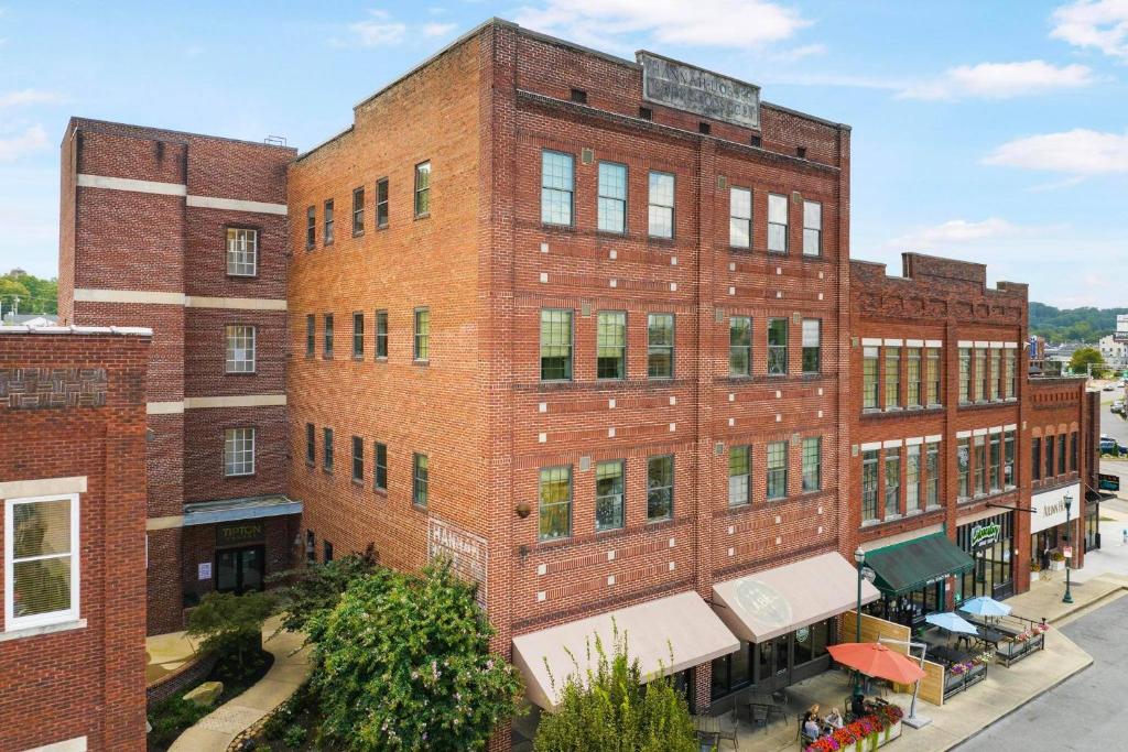 an overhead view of a brick building on a street at New Downtown JC Loft! in Johnson City