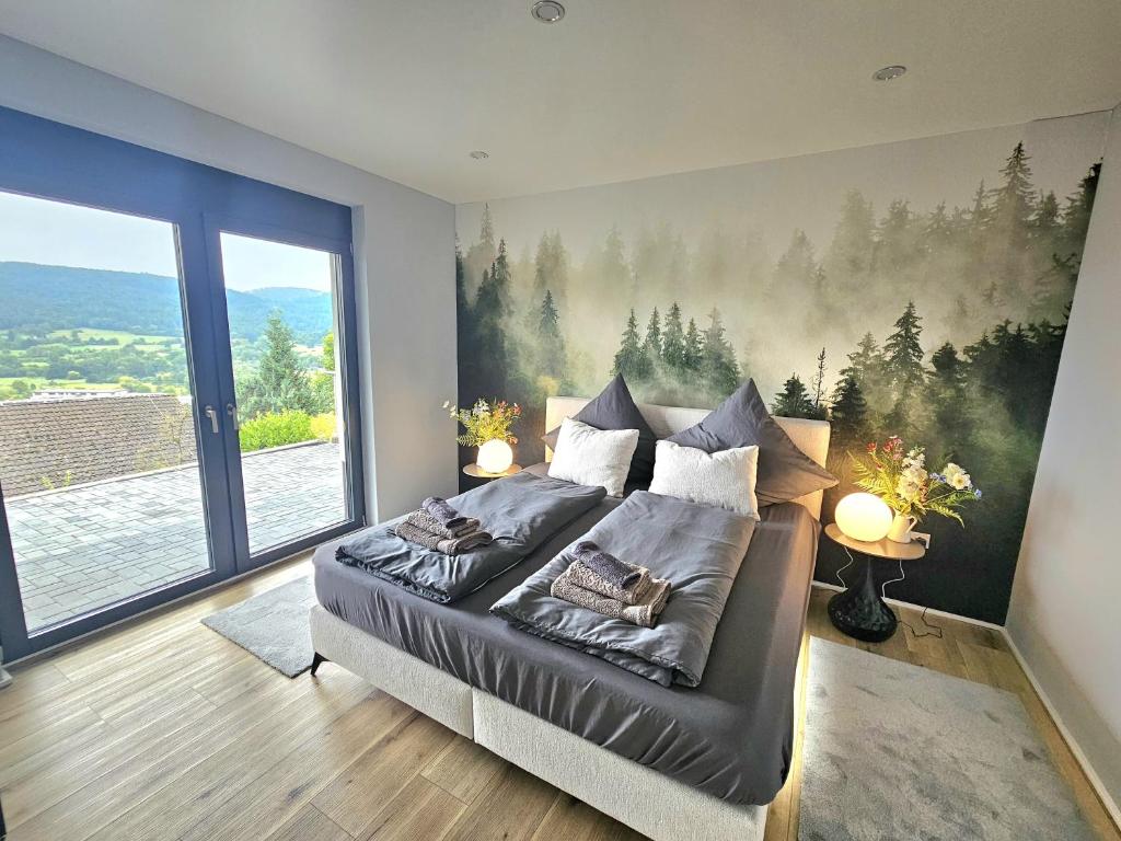 Ruang duduk di Moderne 3-Zimmer-Wohnung mit Panoramablick