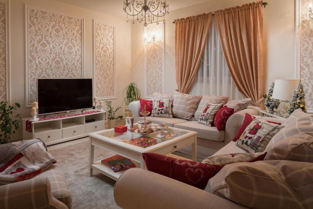 Χώρος καθιστικού στο Villa Sunset Lady