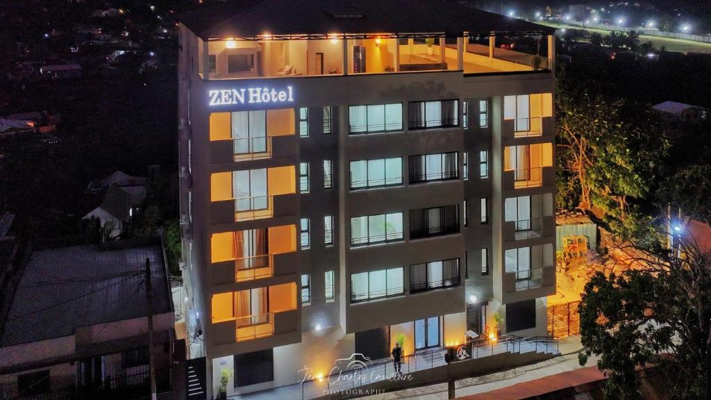 an overhead view of a building at night at ZEN HOTEL, Nosy Be in Hell-Ville