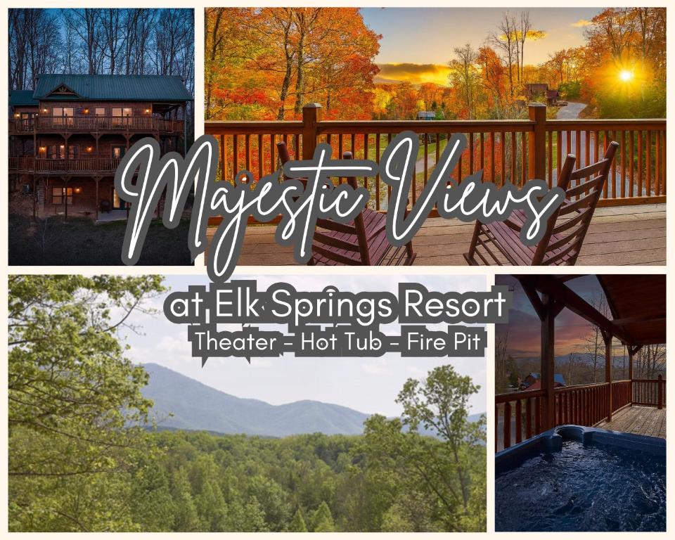 een collage van foto's van een huis met uitzicht bij Majestic Views Holiday home in Gatlinburg