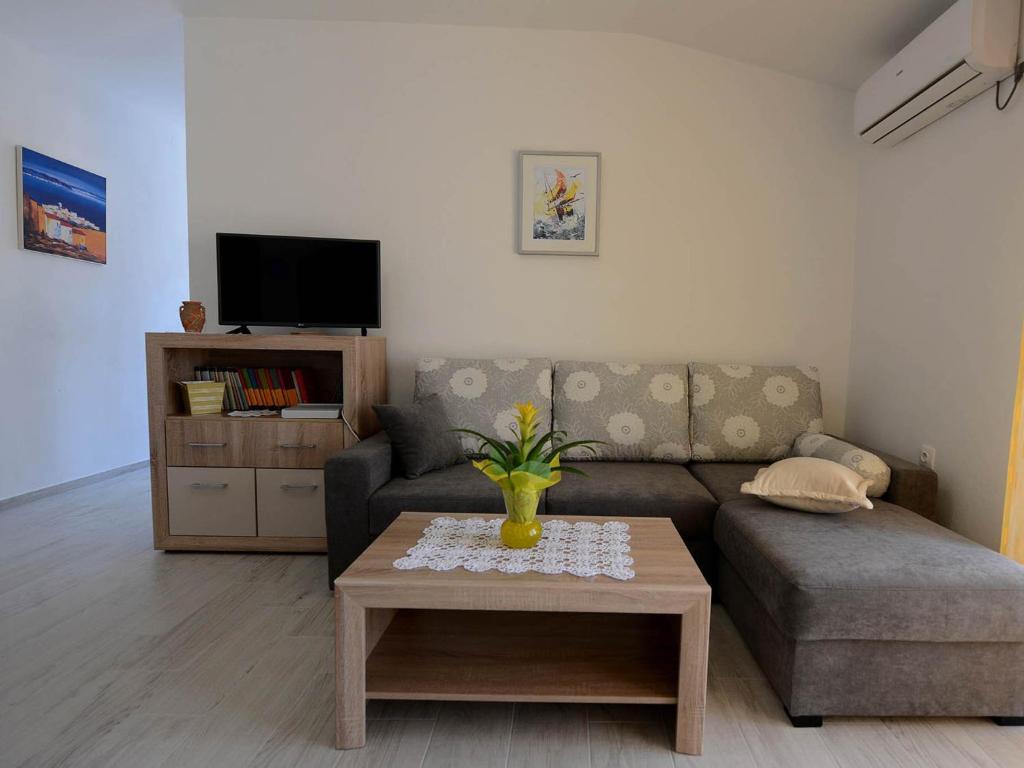 Televízia a/alebo spoločenská miestnosť v ubytovaní Apartman Adriana