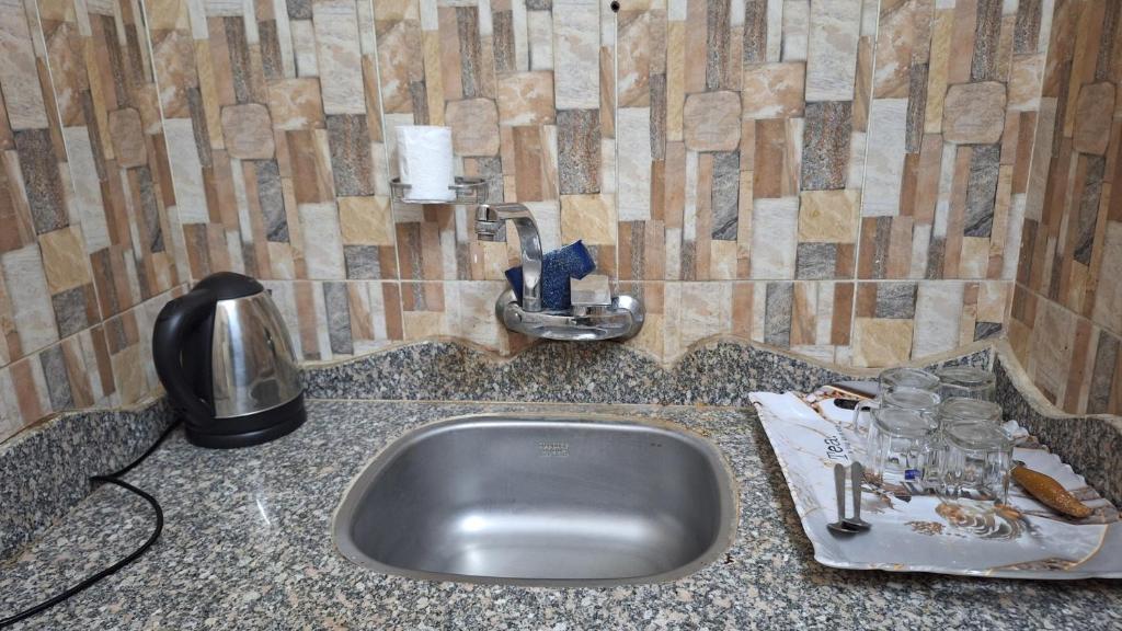 アスワンにあるAswan House centerの- キッチンカウンター(シンク、石鹸ディスペンサー付)