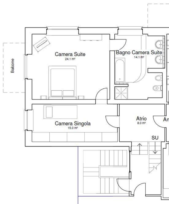 Půdorys ubytování Bella Vita Guesthouse -parcheggio privato interno