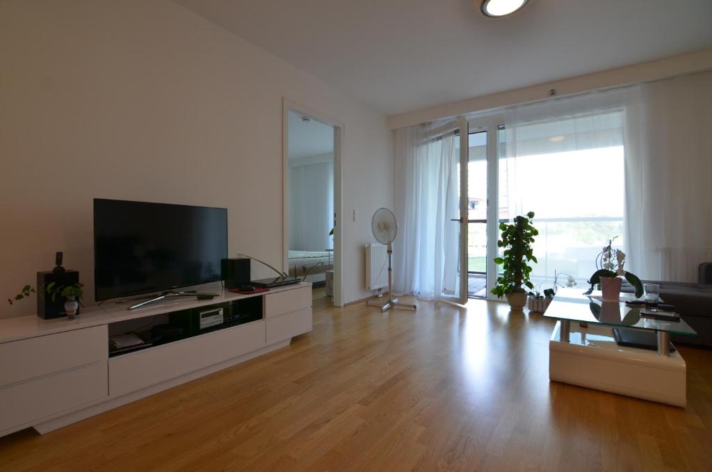 A television and/or entertainment centre at Apartment with parking on premise