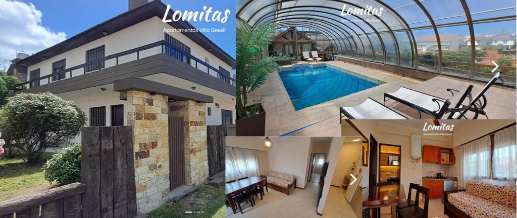 a collage of three pictures of a house at Lomitas Villa Gesell in Villa Gesell