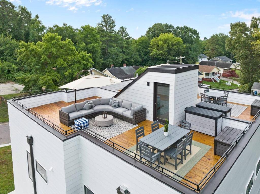 an aerial view of the roof of a house with a patio at On Cloud Durham Unit B in Durham