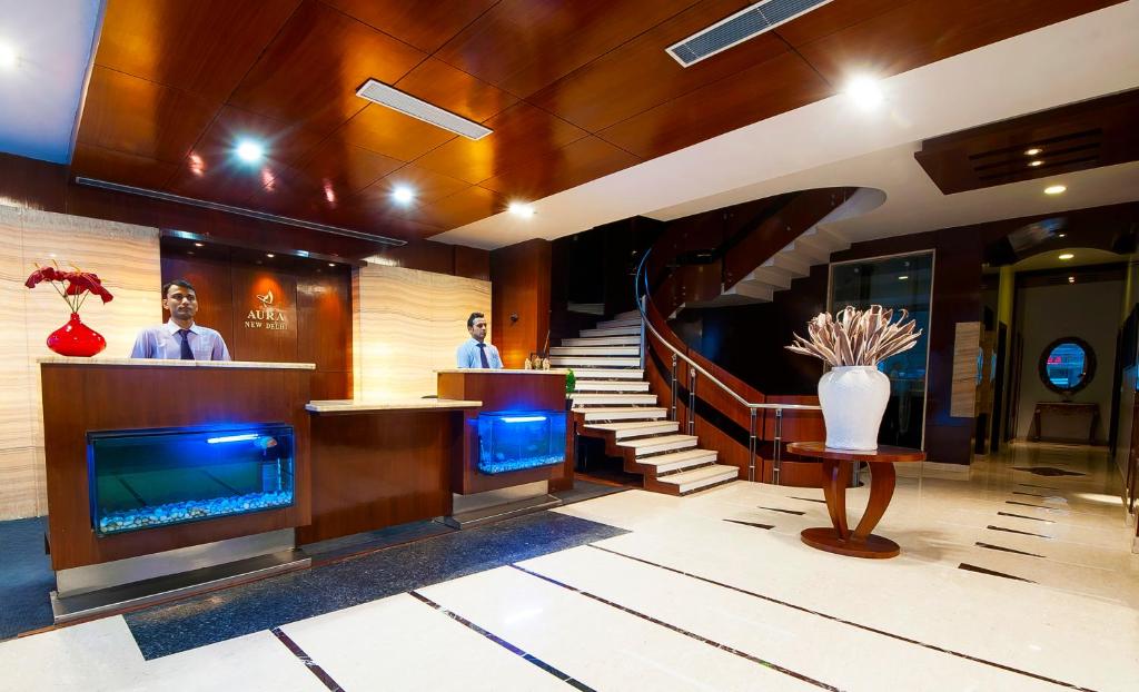 Vstupní hala nebo recepce v ubytování Hotel Aura - New Delhi Railway Station