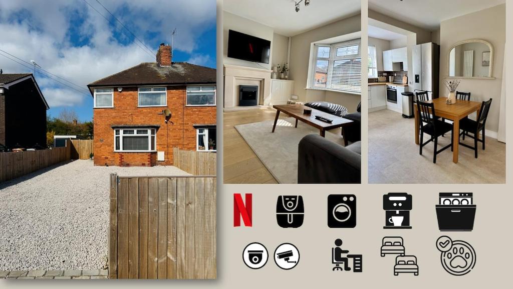 a collage of four pictures of a house at Ruby's Home in Wistaston