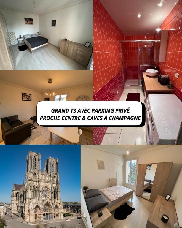 Grand T3 avec parking privé, centre & caves à champagne