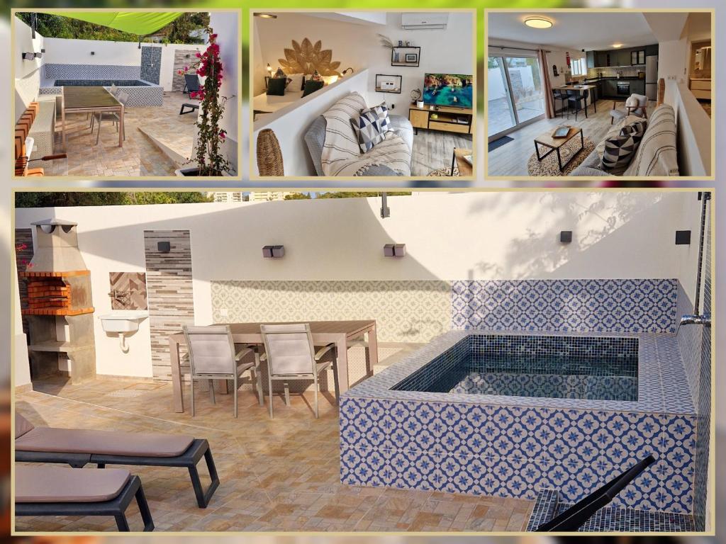 un collage de fotos de una casa con piscina en PoolHouse EstrelasDourada ALVOR, en Alvor