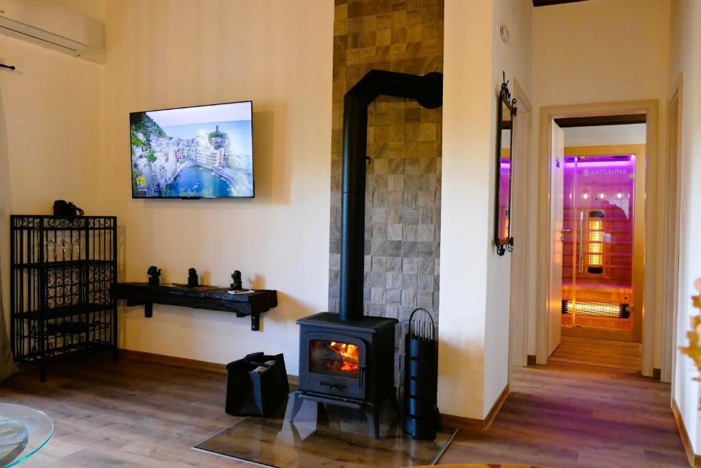 Μια τηλεόραση ή/και κέντρο ψυχαγωγίας στο Ferienwohnung "Saba"