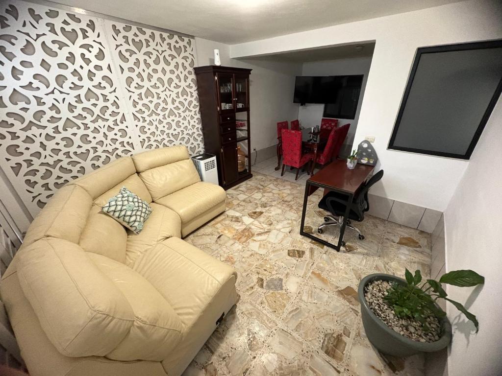 Ruang duduk di Departamento centrico puerta calle con 47 amenidades