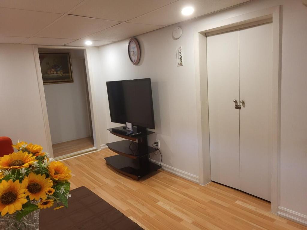 Televisyen dan/atau pusat hiburan di 75 inch high mud house with separate entrance and exit, one bedroom, one living room, private bathroom, there is a cute cat, a few minutes walk to many restaurants, 8 minutes drive to the big waterfall