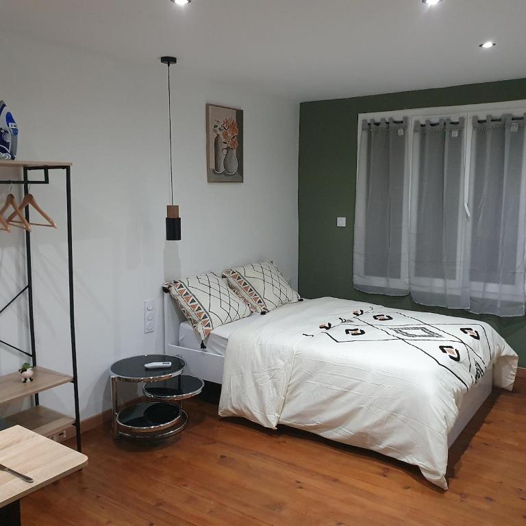 a bedroom with a large bed in a room at Soft, cosy, élégant, centre-ville in Le Mans