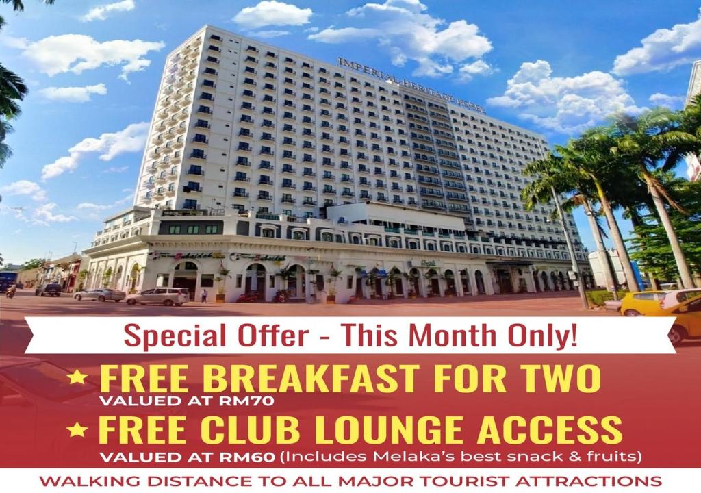 a large building with a sign in front of it at Imperial Heritage Hotel Melaka I City Centre I Free Wifi I Free Parking l Free Club Lounge Access in Melaka