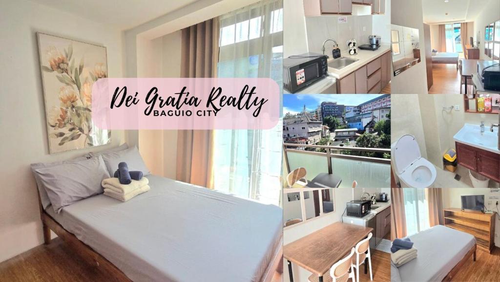 a collage of photos of a bedroom and a kitchen at Megatower 3 4f29 Baguio Condo by Dei Gratia in Baguio