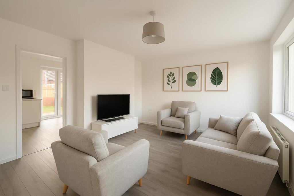 TV a/nebo společenská místnost v ubytování Modern Houghton-le-Spring stay near Durham