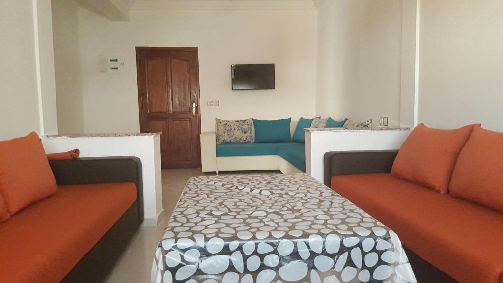 Posezení v ubytování Oued Laou Apartment