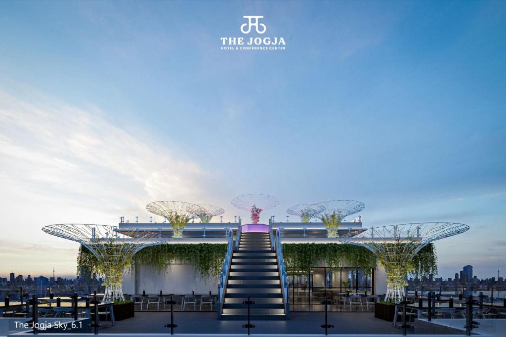 ジョグジャカルタにあるThe Jogja Hotel and Conference Centerの近代的な建物の外観のレンダリング