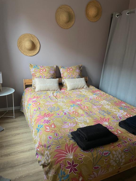 Katil atau katil-katil dalam bilik di Studio cosy Beauvais