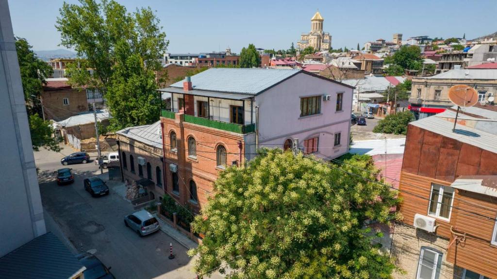 an overhead view of a city with a building at GuestHouse Old Avlabari in Tbilisi City