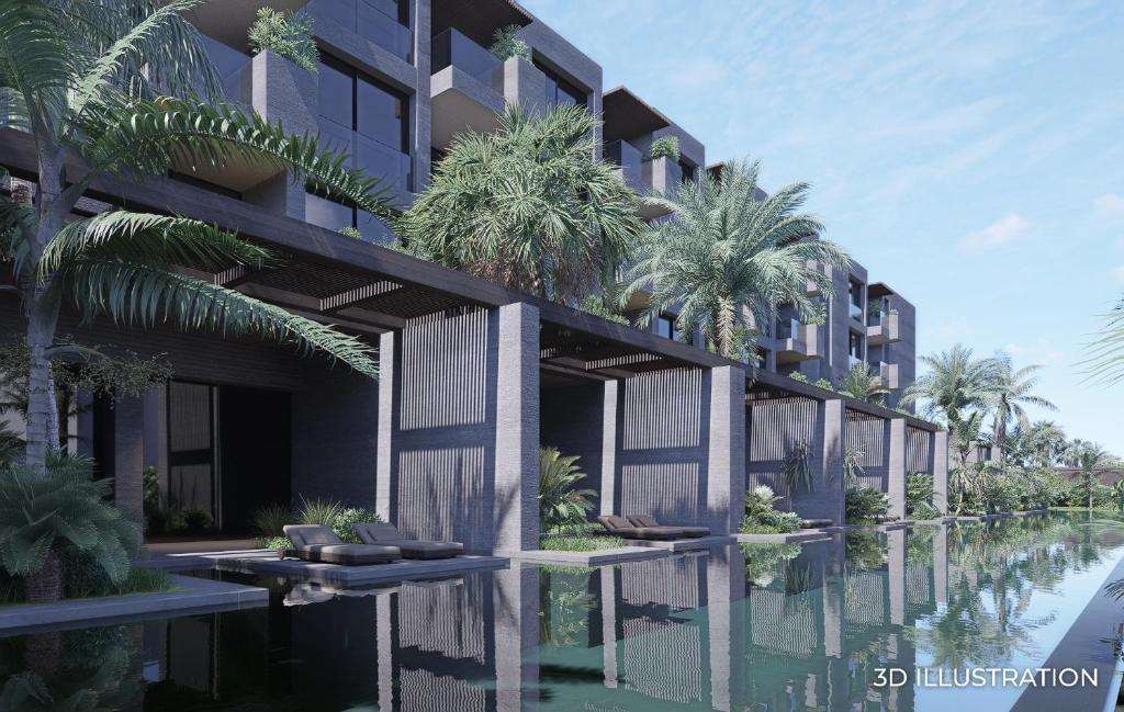 an architectural rendering of a building with a swimming pool at Voyage Kundu in Antalya