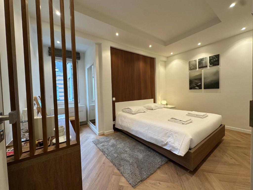 Postel nebo postele na pokoji v ubytování Hotel Room - Centrum Ghent Leie