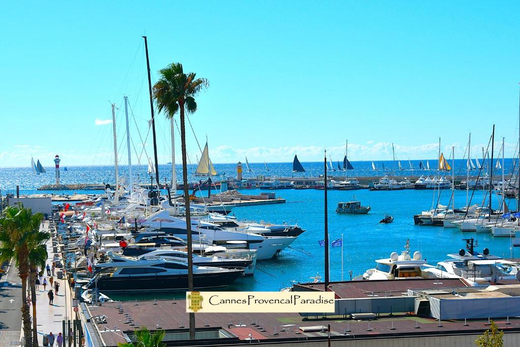 Un montón de barcos atracados en un puerto en Cannes Provencal Paradise, en Cannes