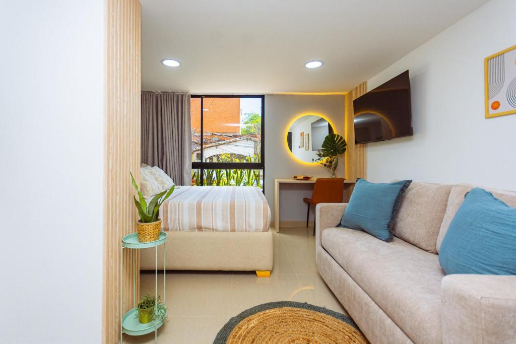 Ruang duduk di Edificio Comuna Loft