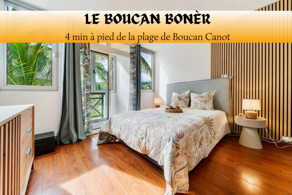 Ένα ή περισσότερα κρεβάτια σε δωμάτιο στο Le Boucan Boner - Cosy Plage et confort - Wiskeys