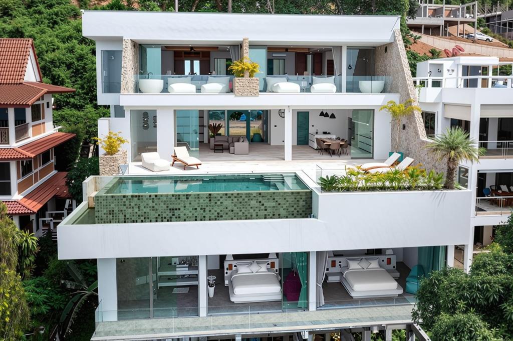 Πισίνα στο ή κοντά στο 20% OFF ! 200 m to the Beach, 180° Amazing Seaview