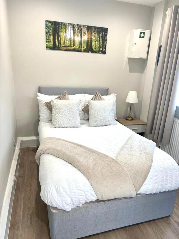 Postel nebo postele na pokoji v ubytování Large House Erith DA8 - 6 BDR - Sleeps up to 12 Guest - Parking - Garden - WiFi- Contractors - Families - Groups - Discounts Available for Long Term Bookings!