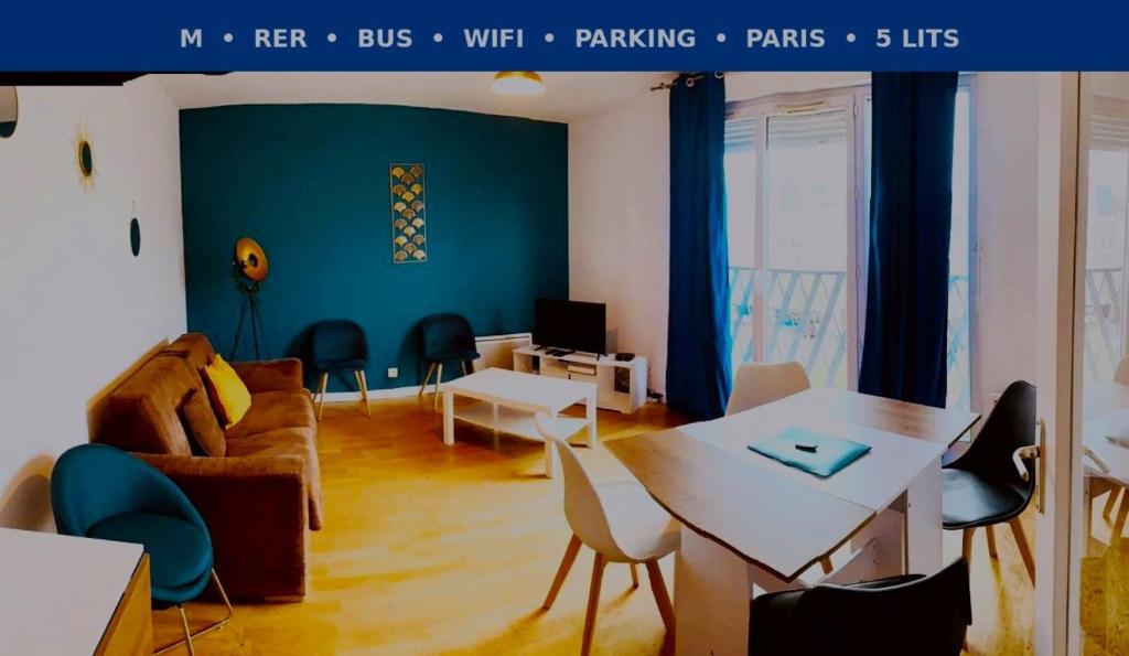 Χώρος καθιστικού στο Close to Paris, Metro,RER, 6 People, PKG