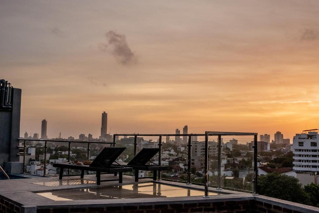a view of the city from the roof of a building at Trillium Boutique Express Hotel - Ward Place in Colombo