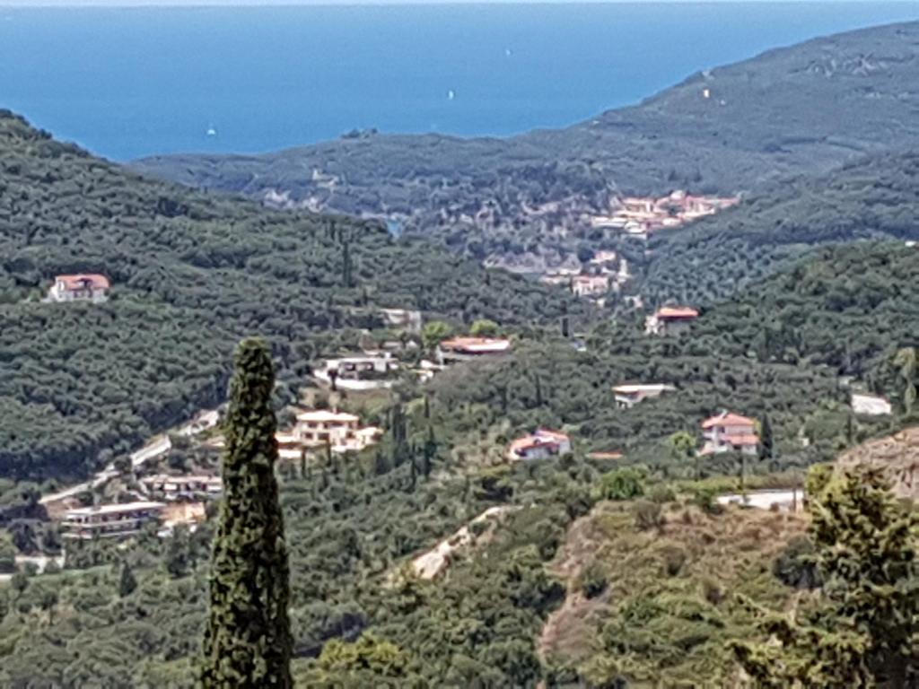 a view of a valley with houses and trees at Vito's Parga View Apartments in Parga
