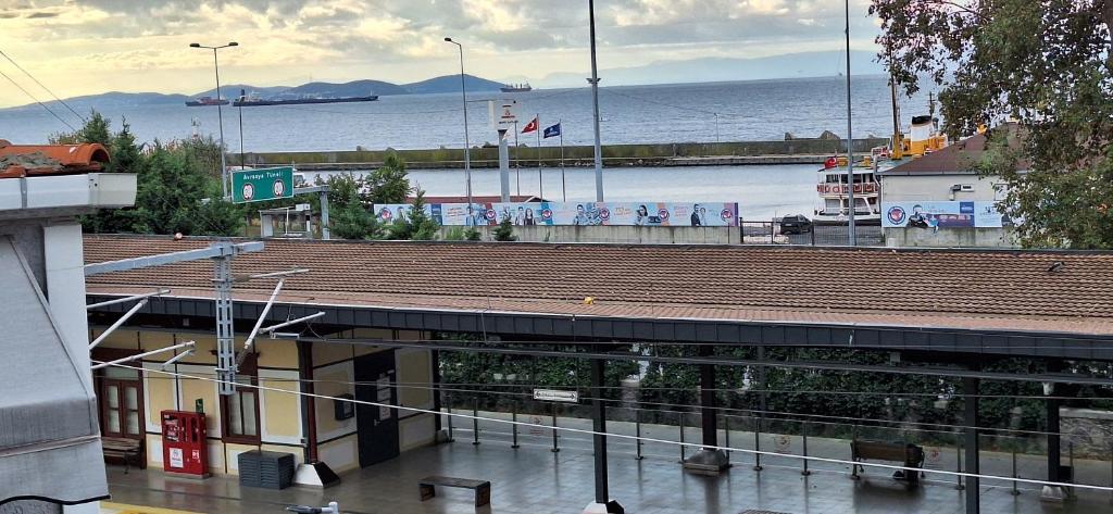 a view of a harbor with a boat in the water at BOLCELLO HOTEl in Istanbul