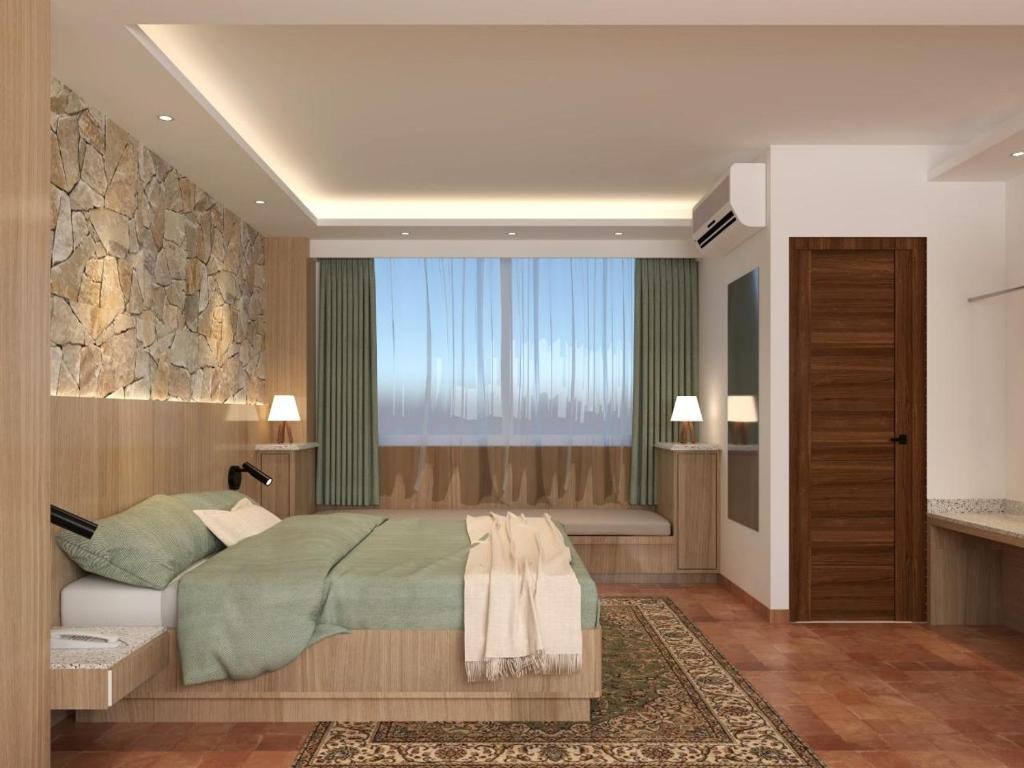 Ένα ή περισσότερα κρεβάτια σε δωμάτιο στο Tulsi Kathmandu Hotel