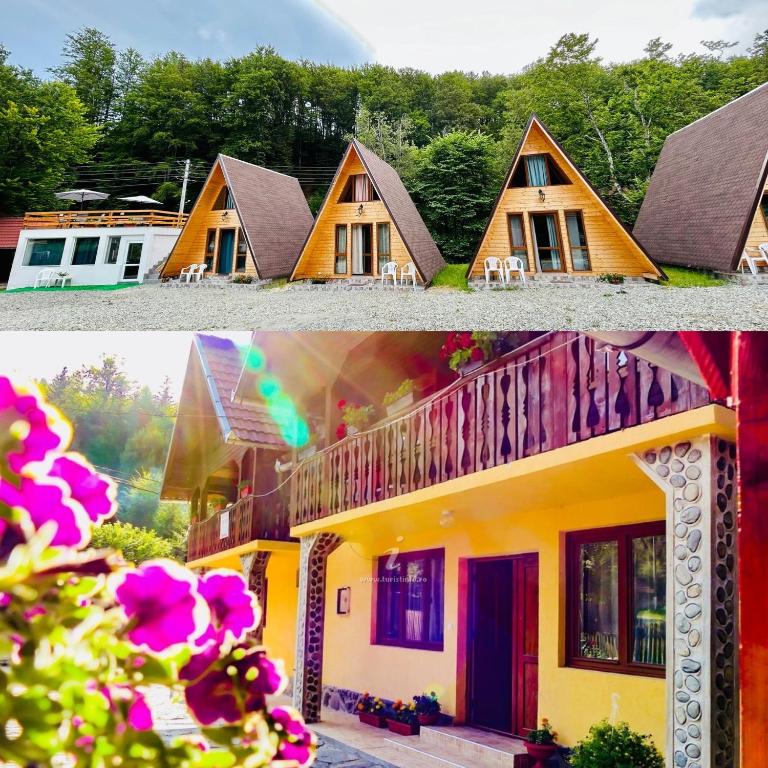 un collage de dos fotos de una casa en Casa Ursu, en Cârţişoara