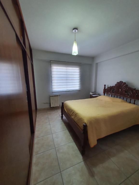 een slaapkamer met een bed en een raam in een kamer bij Edificio Junin in Salta