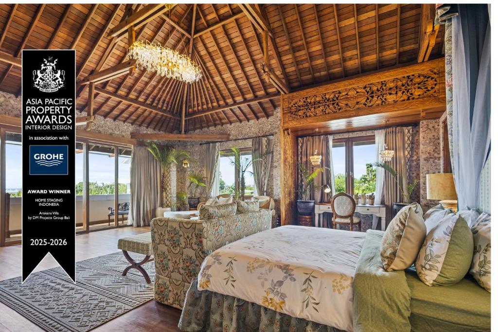 Ένα ή περισσότερα κρεβάτια σε δωμάτιο στο Luxurious Arakana Villa with Pool