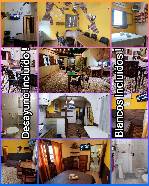 a collage of four pictures of a house at Benvinguts Casa y Apartamentos de 1 a 12 personas Pleno Centro Santa Rosa de Calamuchita in Santa Rosa de Calamuchita