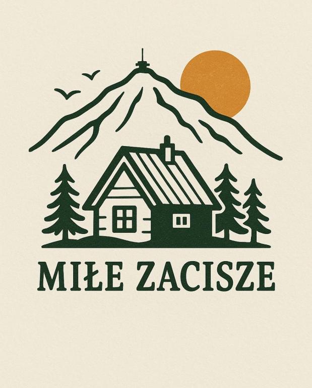 a logotype of a house and a mountain at Miłe Zacisze in Karpacz