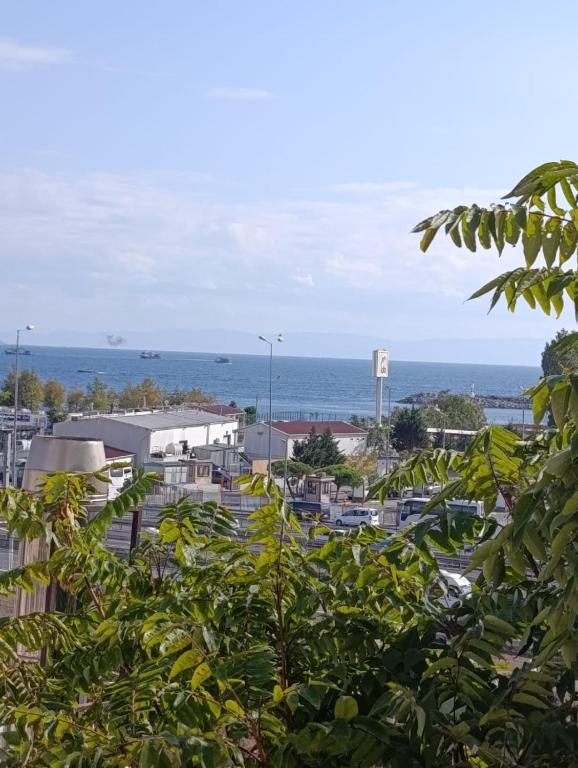 a view of a city with the ocean in the background at Simge in Istanbul