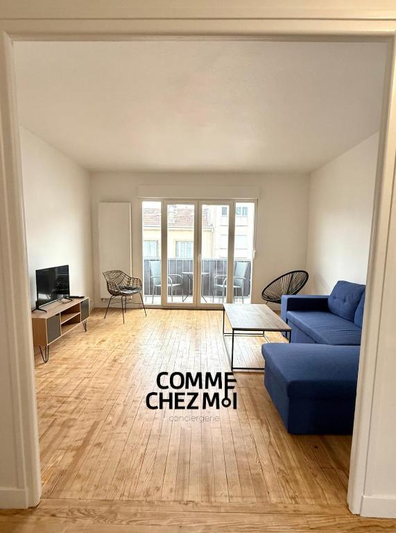 Χώρος καθιστικού στο Le Baudricourt apartment for 2 people with garage