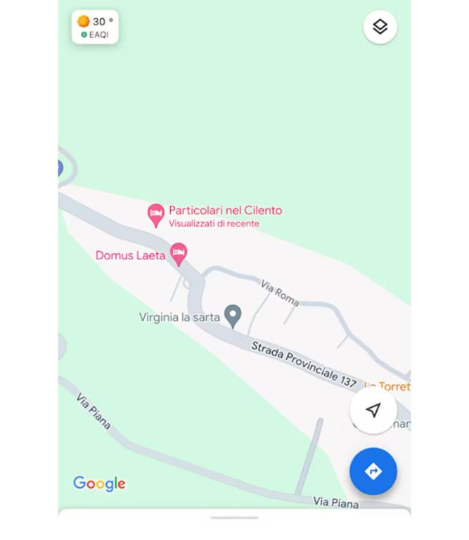 a screenshot of a google maps page with a map of the campus at Casa Particolari nel Cilento in Giungano