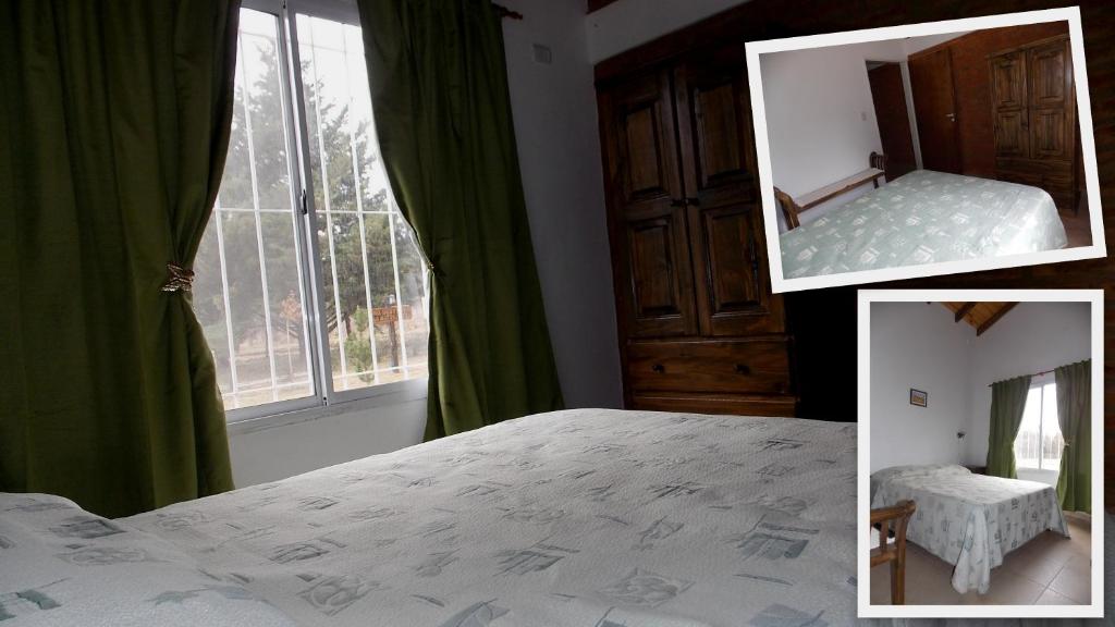 een slaapkamer met een bed en een raam bij Las Casitas de Pepin in Santa Rosa de Calamuchita