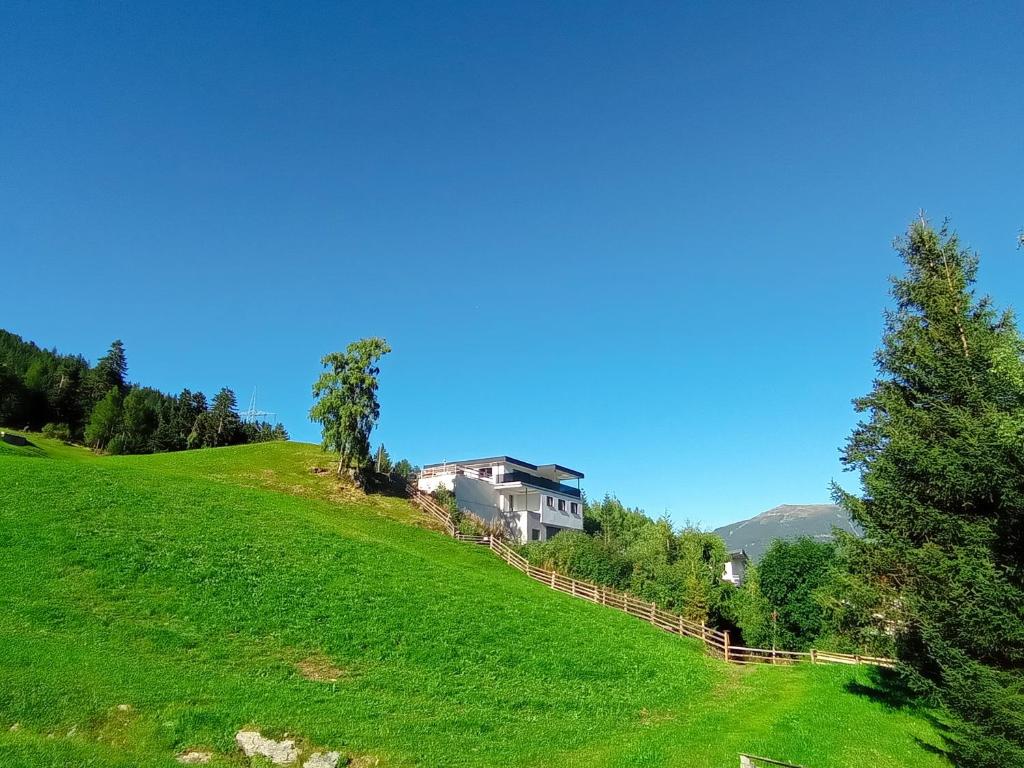 a house on the side of a green hill at Panorama Wildgrat in Fliess